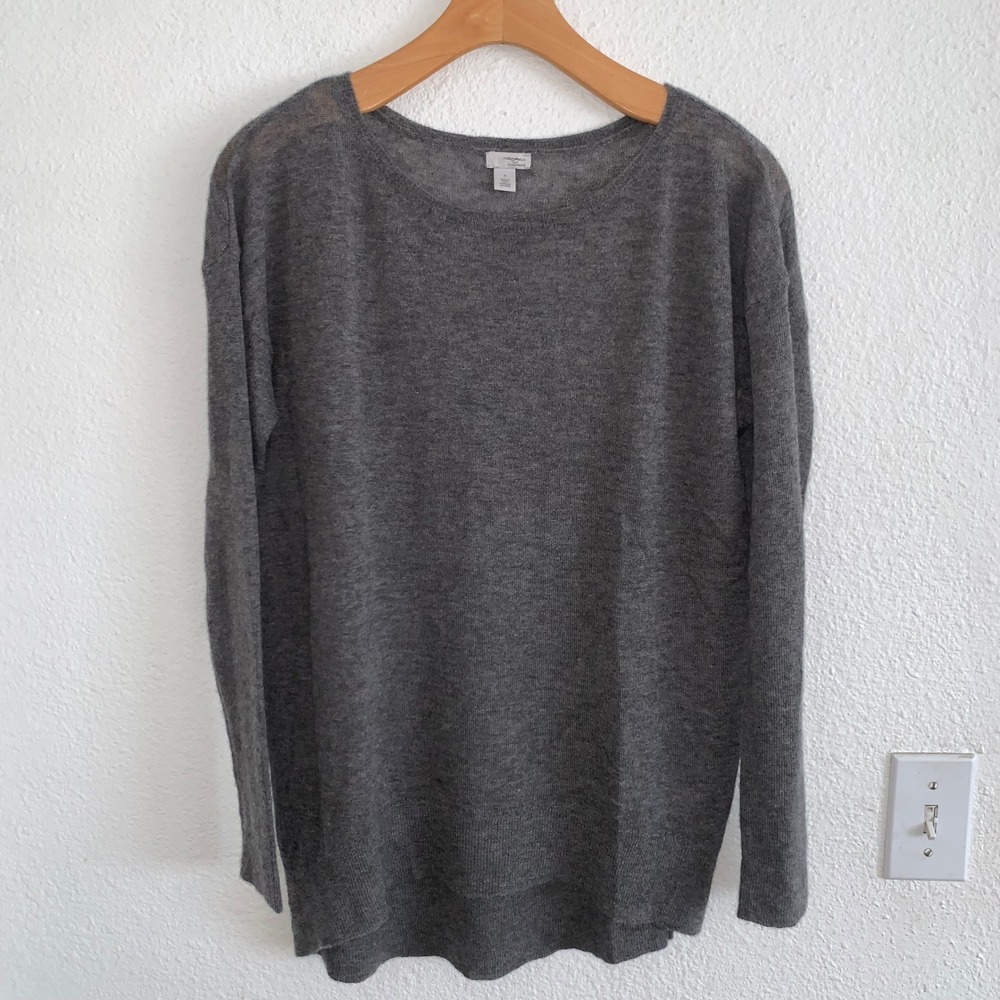 Halogen Cashmere Sweater Womens Small Gray Crewneck Long Sleeve Pullover Knit